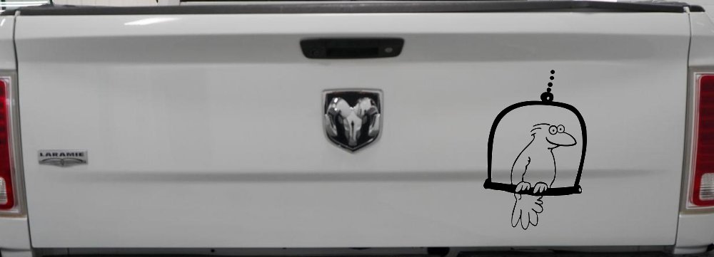 Cute Bird on Swing Decal for Car Truck Window - Vinyl Sticker (Black)