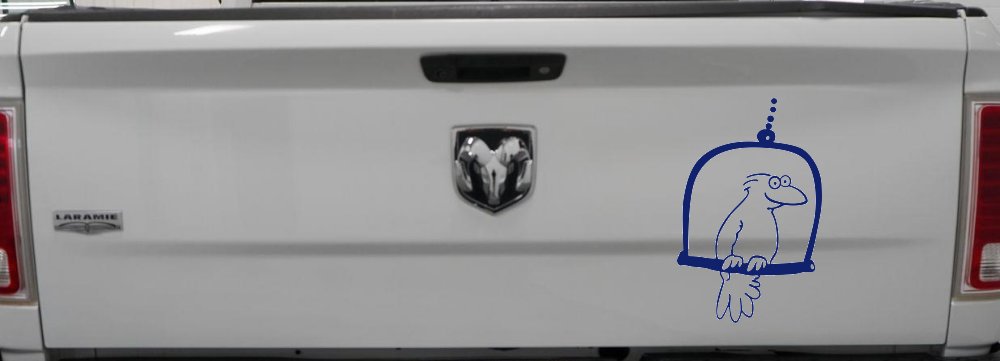 Cute Bird On Swing Car or Truck Window Decal Sticker (Navy)