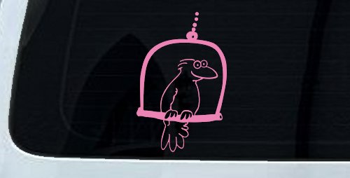 Cute Bird On Swing Car or Truck Window Decal Sticker (Pink)
