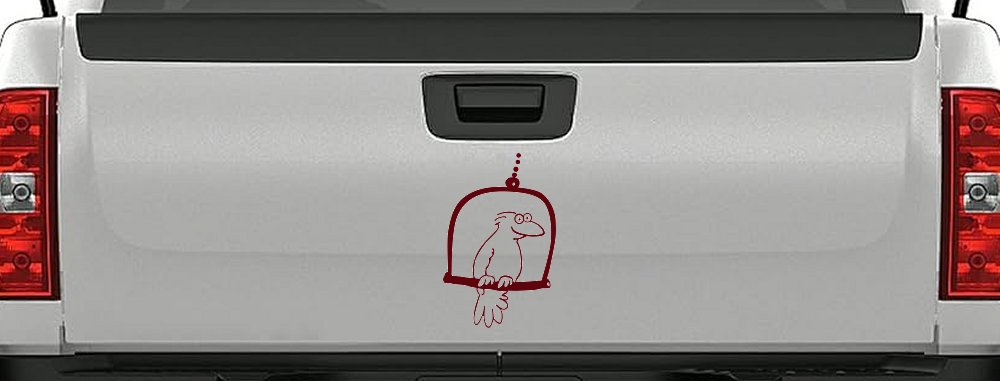 Cute Bird On Swing Car or Truck Window Decal Sticker (Purple Red)