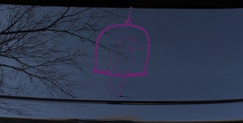 Cute Bird On Swing Car or Truck Window Decal Sticker (Violet)