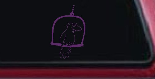 Cute Bird On Swing Car or Truck Window Decal Sticker (Violet)