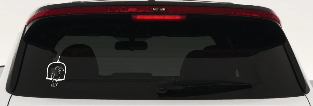 Cute Bird on Swing Decal for Car Truck Window - Vinyl Sticker (White)