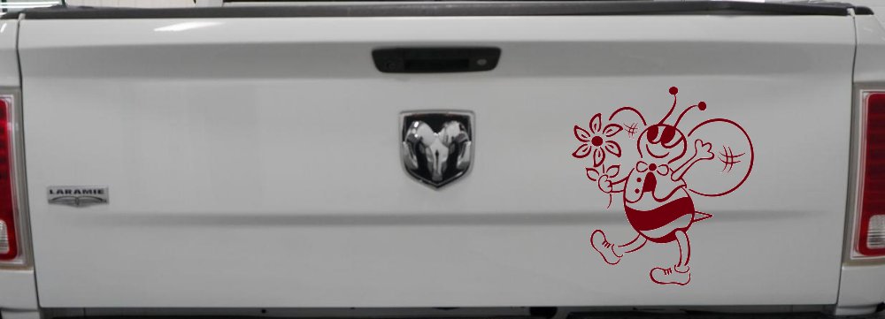 Cute Honey Bee with Flower Car Truck Window Vinyl Decal Sticker (Burgundy)