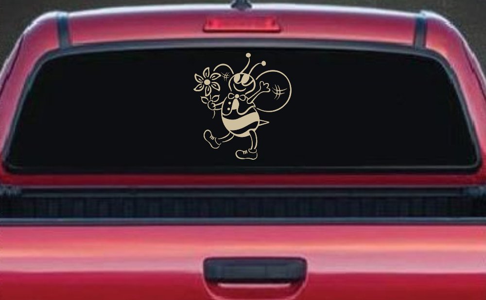 Cute Honey Bee with Flower Car or Truck Window Decal Sticker