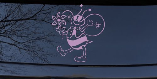 Cute Honey Bee with Flower Car or Truck Window Decal Sticker
