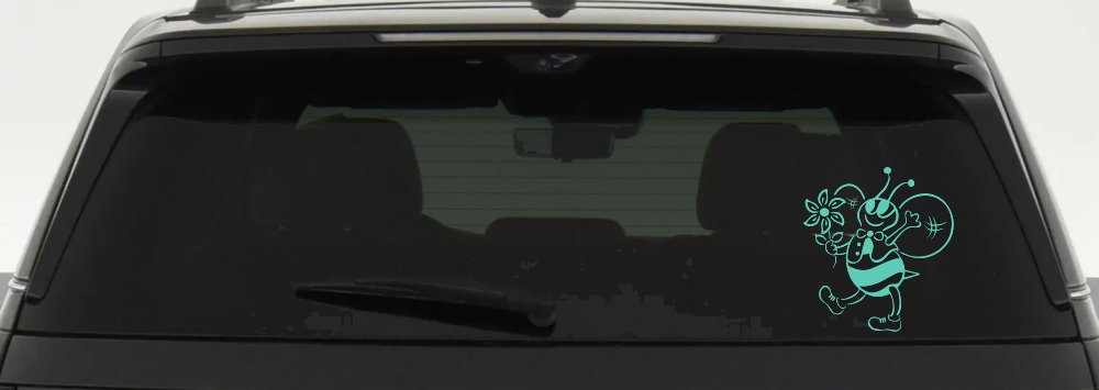 Cute Honey Bee with Flower Car or Truck Window Decal Sticker (Mint)