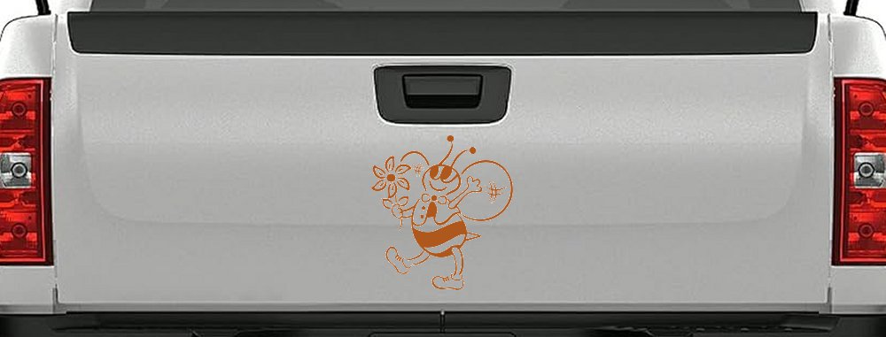 Cute Honey Bee with Flower Car Truck Window Vinyl Decal Sticker (Nut Brown)