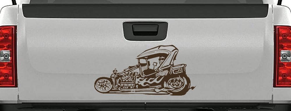 Rat Hot Rod Car or Truck Window Decal Sticker (Brown)