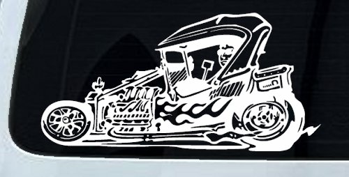 Rat Hot Rod Car or Truck Window Decal Sticker (White)