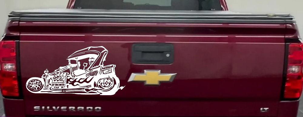 Rat Hot Rod Car or Truck Window Decal Sticker (White)