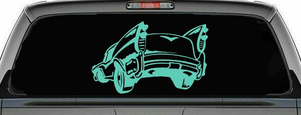 Classic Big Fin Muscle Car Decal - Window Vinyl Sticker for Cars & Trucks (Mint)