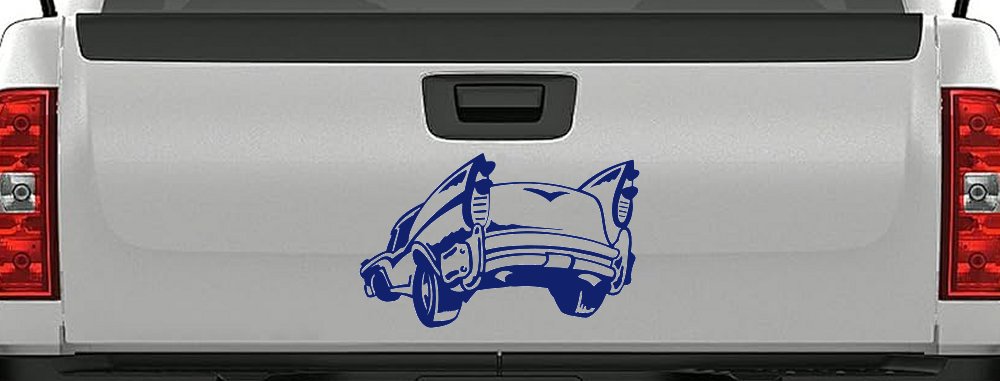 Classic Big Fin Muscle Car Car or Truck Window Decal Sticker (Navy)