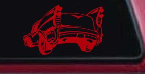 Classic Big Fin Muscle Car Car or Truck Window Decal Sticker (Red)