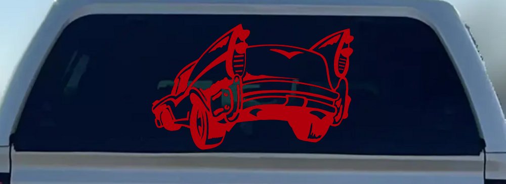 Classic Big Fin Muscle Car Car or Truck Window Decal Sticker (Red)