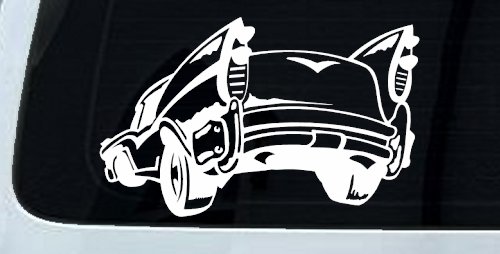 Classic Big Fin Muscle Car Car or Truck Window Decal Sticker (White)