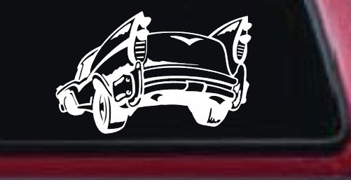 Classic Big Fin Muscle Car Car or Truck Window Decal Sticker (White)