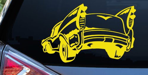 Classic Big Fin Muscle Car Car or Truck Window Decal Sticker (Yellow)