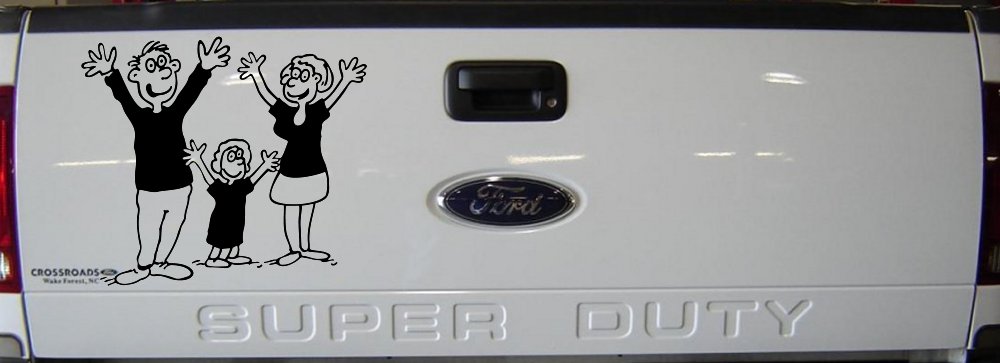 Mom Dad Daughter Family Decal Stick Family Car or Truck Window Decal Sticker (Black)