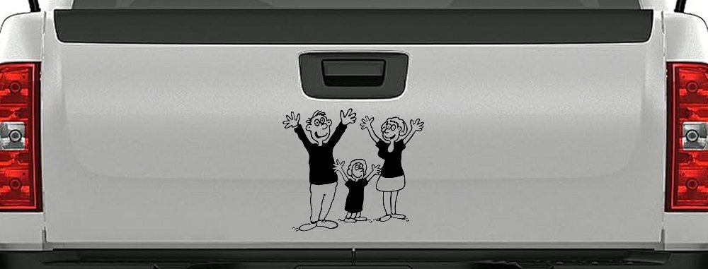 Mom Dad Daughter Family Decal Stick Family Car or Truck Window Decal Sticker (Black)