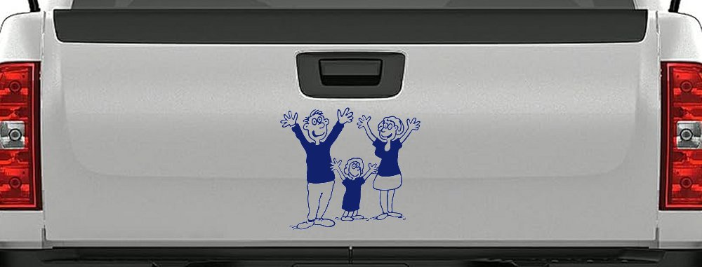 Mom Dad Daughter Family Decal Stick Family Car or Truck Window Decal Sticker (Navy)