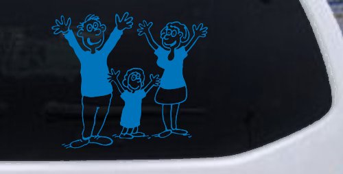 Mom Dad Daughter Family Decal Stick Family Car or Truck Window Decal Sticker (Sky Blue)