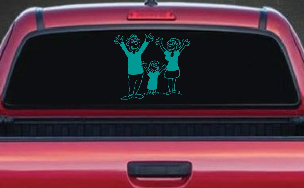 Mom Dad Daughter Family Car Decal Vinyl Sticker Window Decor (Turquoise)