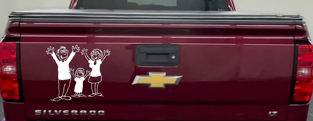 Mom Dad Daughter Family Decal Stick Family Car or Truck Window Decal Sticker (White)