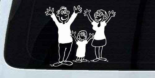 Mom Dad Daughter Family Decal Stick Family Car or Truck Window Decal Sticker (White)