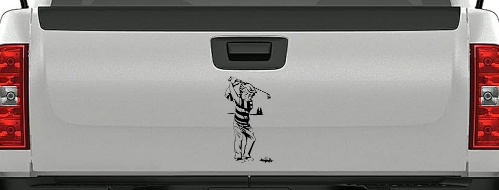 Golf Swing Sports Car or Truck Window Decal Sticker (Black)