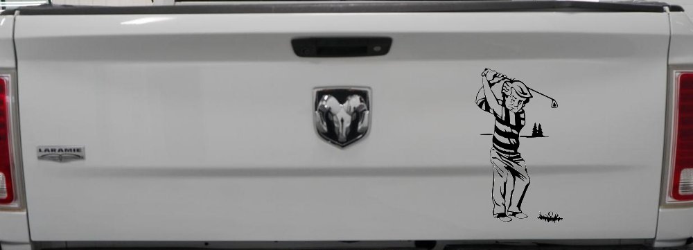 Golf Swing Sports Car or Truck Window Decal Sticker (Black)