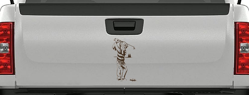 Golf Swing Sports Car or Truck Window Decal Sticker (Brown)