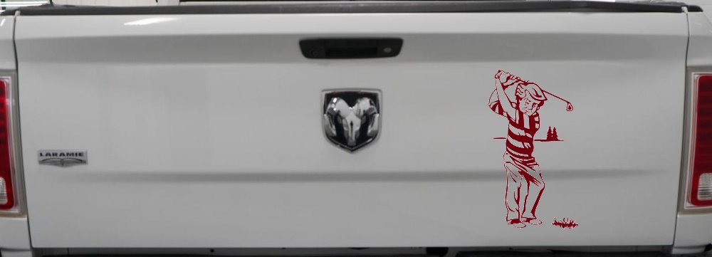 Golf Swing Sports Car or Truck Window Decal Sticker (Burgundy)