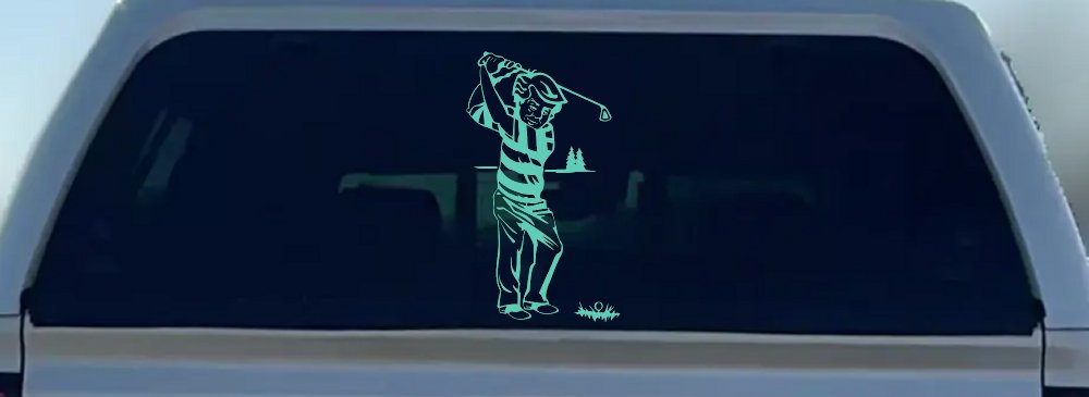 Golf Swing Sports Car or Truck Window Decal Sticker (Mint)