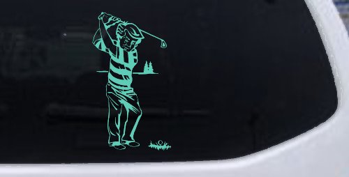 Golf Swing Sports Car or Truck Window Decal Sticker (Mint)