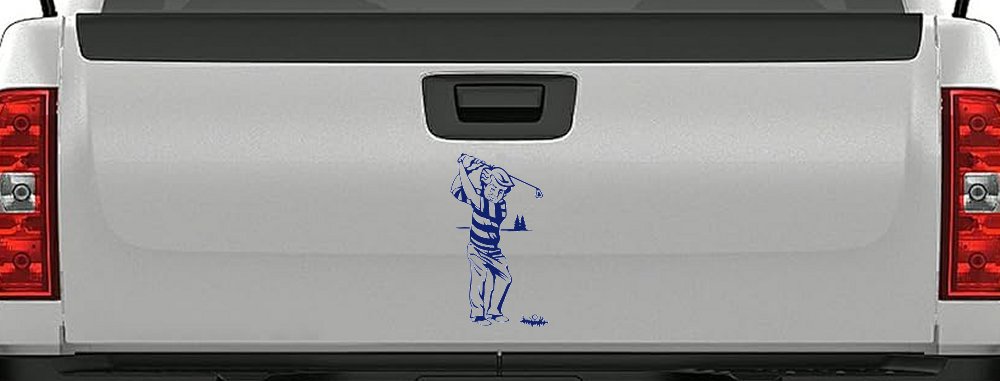 Golf Swing Sports Car or Truck Window Decal Sticker (Navy)