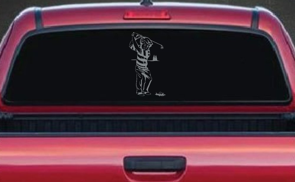 Golf Swing Sports Car Truck Window Vinyl Decal Sticker (Telegrey)
