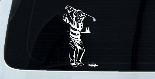 Golf Swing Sports Car Truck Window Vinyl Decal Sticker (White)