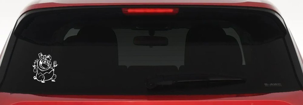 Cute Pig BBQ Car or Truck Window Decal Sticker (White)