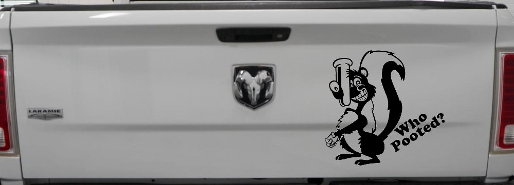 Funny Skunk Who Pooted Funny Car or Truck Window Decal Sticker (Black)