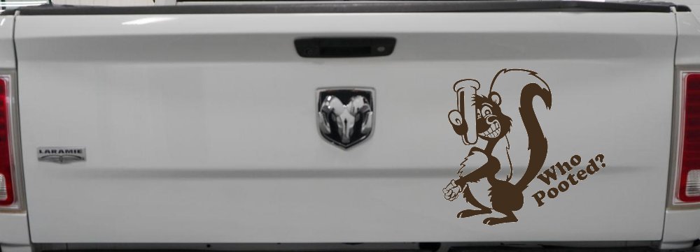 Funny Skunk Who Pooted Funny Car or Truck Window Decal Sticker (Brown)