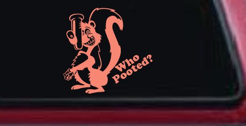 Funny Skunk Poot Decal Car Truck Window Vinyl Sticker Humorous Auto Graphic (Coral)
