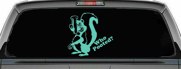 Funny Skunk Who Pooted Funny Car or Truck Window Decal Sticker (Mint)