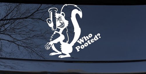 Funny Skunk Who Pooted Funny Car or Truck Window Decal Sticker (White)