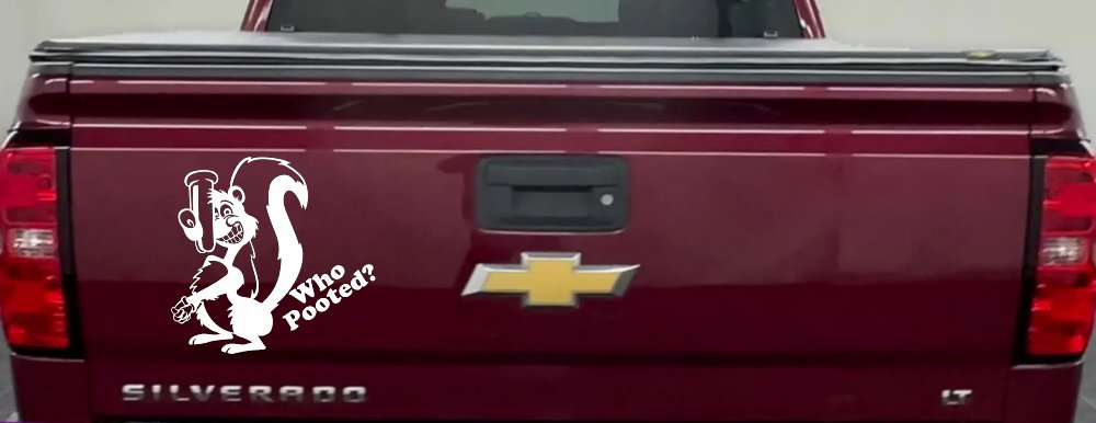 Funny Skunk Who Pooted Funny Car or Truck Window Decal Sticker (White)