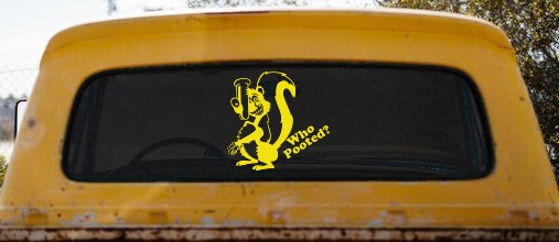 Funny Skunk Who Pooted Funny Car or Truck Window Decal Sticker (Yellow)