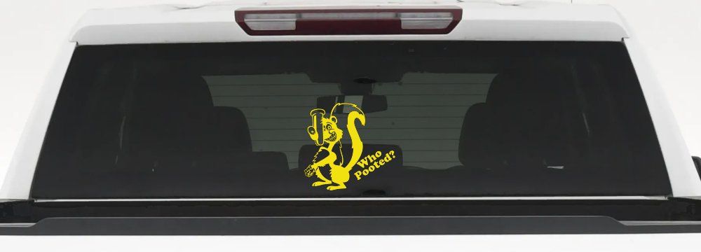 Funny Skunk Who Pooted Funny Car or Truck Window Decal Sticker (Yellow)