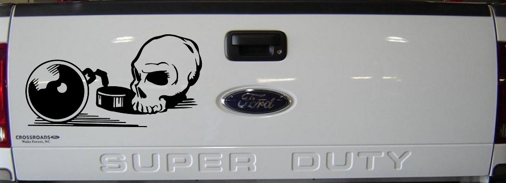 Skull Ball and Chain Car or Truck Window Decal Sticker (Black)
