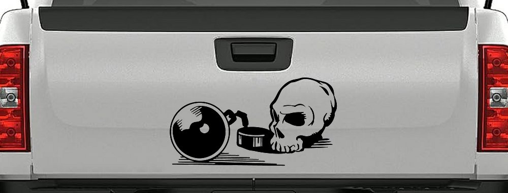 Skull Ball and Chain Car or Truck Window Decal Sticker (Black)