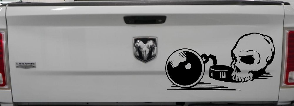Skull Ball and Chain Car or Truck Window Decal Sticker (Black)